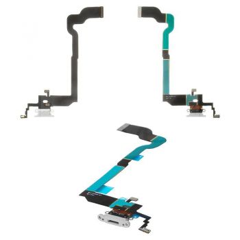 Шлейф з роз'ємом зарядки, навушників та мікрофоном для iPhone X White