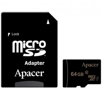 Карта памяти microSDXC 64Gb Apacer (UHS-1) (Class 10) + Adapter SD